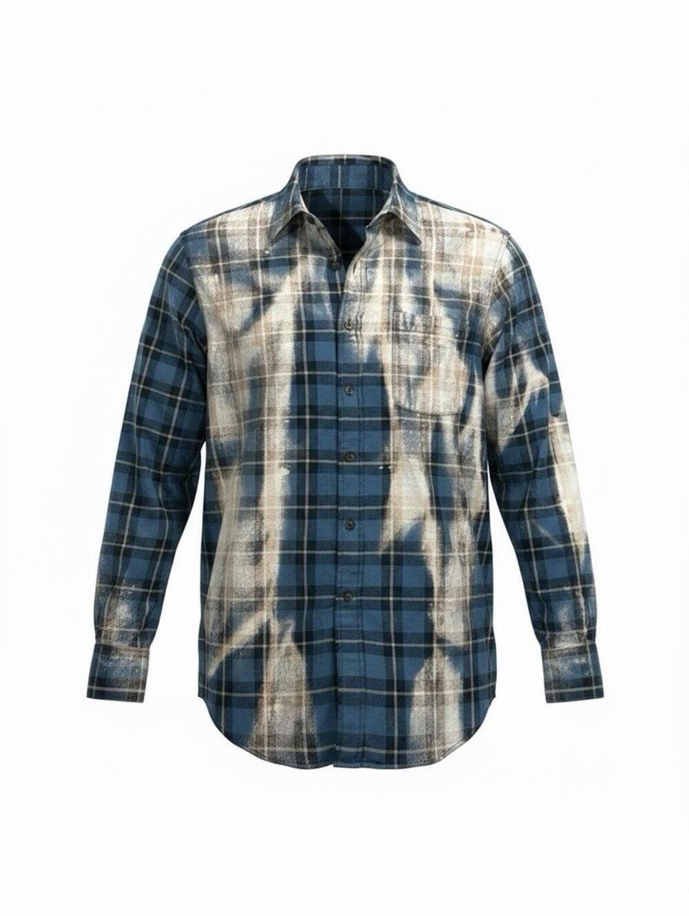 Flannel Shirt Men XL Blue Saddlebred Art Dye